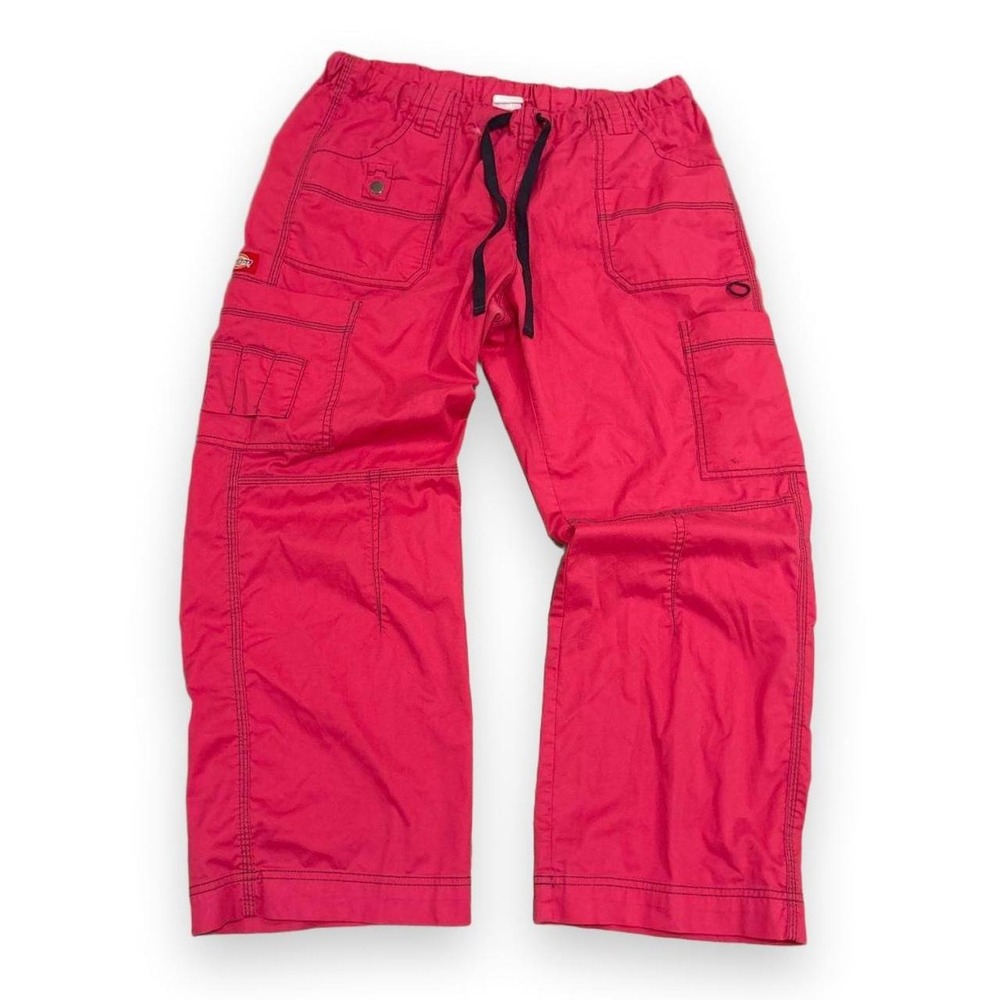 Dickies Y2K Hot Pink Petite Cargo Utility Pants Contrast Stitch Streetwear